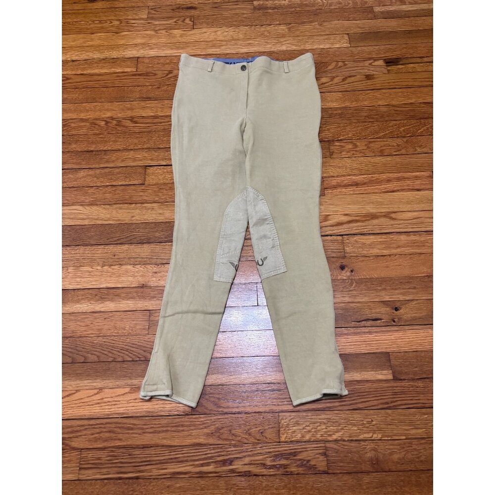 TuffRider Breeches Womens 34 Tan Equestrian Pants Horseback Riding Knee Patch